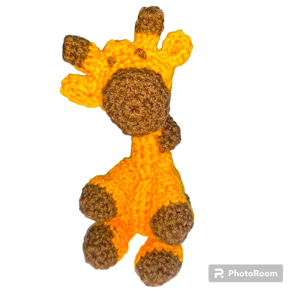 HAND CRAFTED Adorable Colorful Crocheted Amigurumi Stuffed Giraffe Animal Toy - Picture 6 of 6